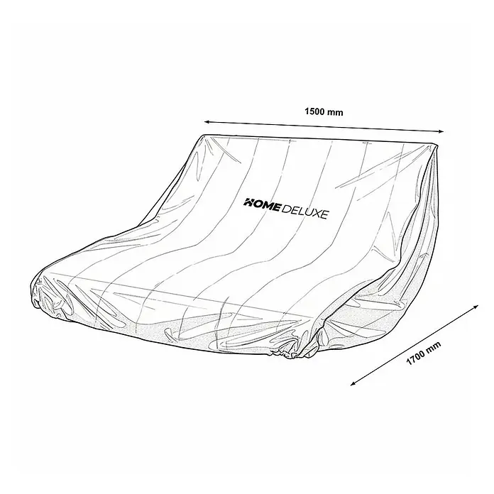 Home Deluxe Hängesessel Regenabdeckung CAPE TAIGA / NIRA - Kunststoff, Schwarz - Transparente Schutzhülle für Gartenliege/-bank, mit HOME DELUXE Logo und Maßen 1500x1700 mm.