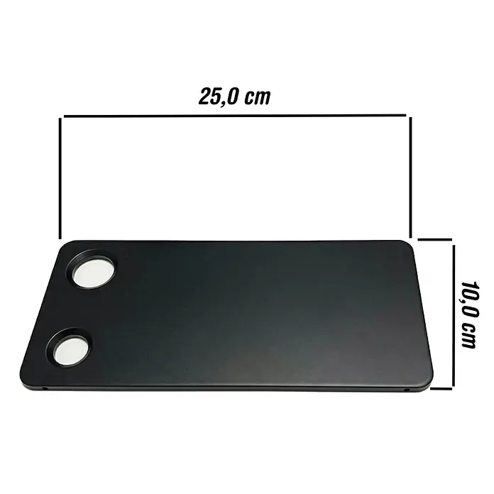 Camargue Varion Duschablage-Set - L x B x H: 25 x 11,5 x 21,5 cm, Schwarz, Matt - Schwarzes rechteckiges Tablett mit zwei runden Aussparungen, 25,0 x 10,0 cm.