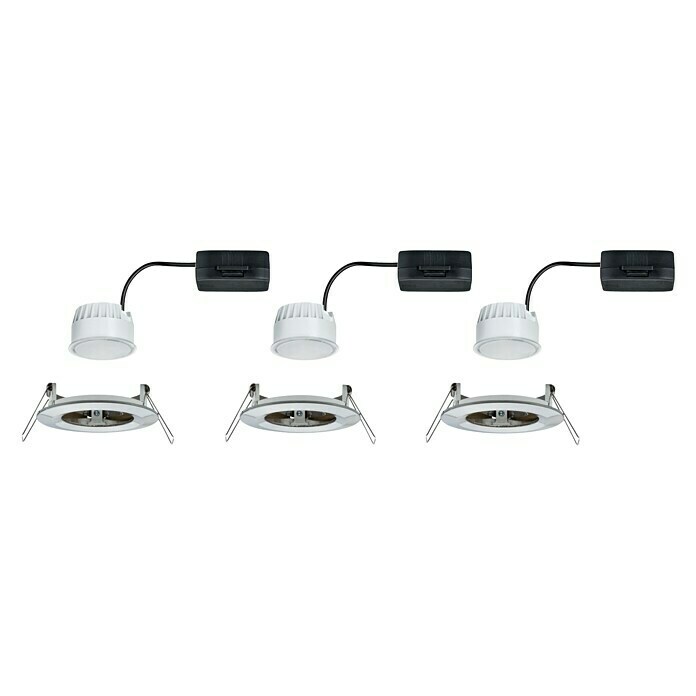 Paulmann LED-Einbauleuchten-Set rund Nova6,5 W, Ø x H: 7,8 x 4,5 cm, Eisen gebürstet, 3 Stk., Warmweiß Unknown