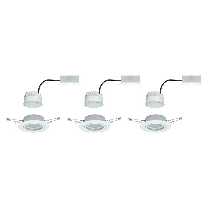 Paulmann LED-Einbauleuchten-Set (5 W, Weiß, Durchmesser: 9 cm, 3 Stk.)