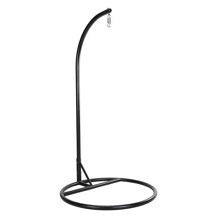 Home Deluxe Hängesessel CADEIRA 1-Sitzer - Stahl, Hellgrau - Schwarzer Metall-Schaukelstuhl-Ständer mit rundem Fuß und gebogenem Arm mit Federhaken.