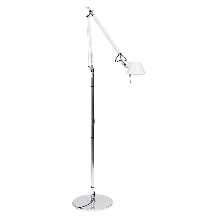 Artemide Stehleuchte Tolomeo Terra - Höhe: 226 cm, Farbe Gehäuse: Silber, Weiß - Elegante, weisse Stehlampe mit verstellbarem Arm und Chromständer. Ideal für Wohn- und Arbeitsbereiche.