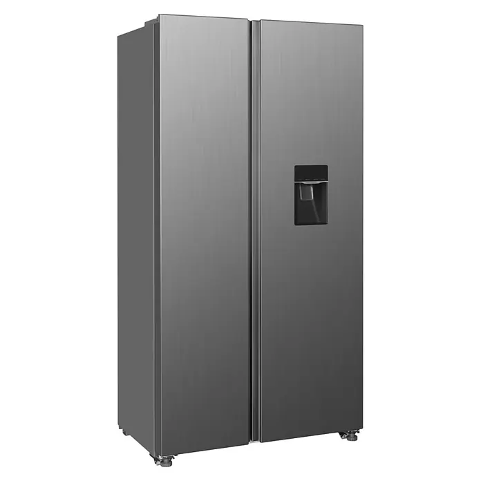Respekta Kühl-Gefrierkombination Halvar - Nutzinhalt Gesamt: 439 l, 97,2 x 63 x 186,2 cm, Inox Look - Edelstahl Side-by-Side Kühlschrank mit Wasserspender.