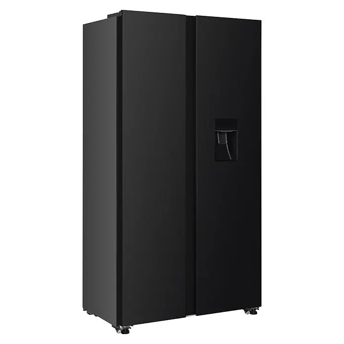 Respekta Kühl-Gefrierkombination Halvar - Nutzinhalt Gesamt: 439 l, 97,2 x 63 x 186,2 cm, Black Steel - Schwarzer Side-by-Side-Kühlschrank mit integriertem Wasserspender.