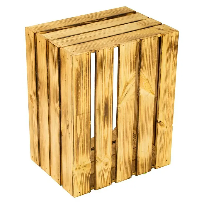 Holzregal Johanna - L x B x H: 30 x 40 x 50 cm, Holz, Braun - Holzstrukturierte Obstkiste.