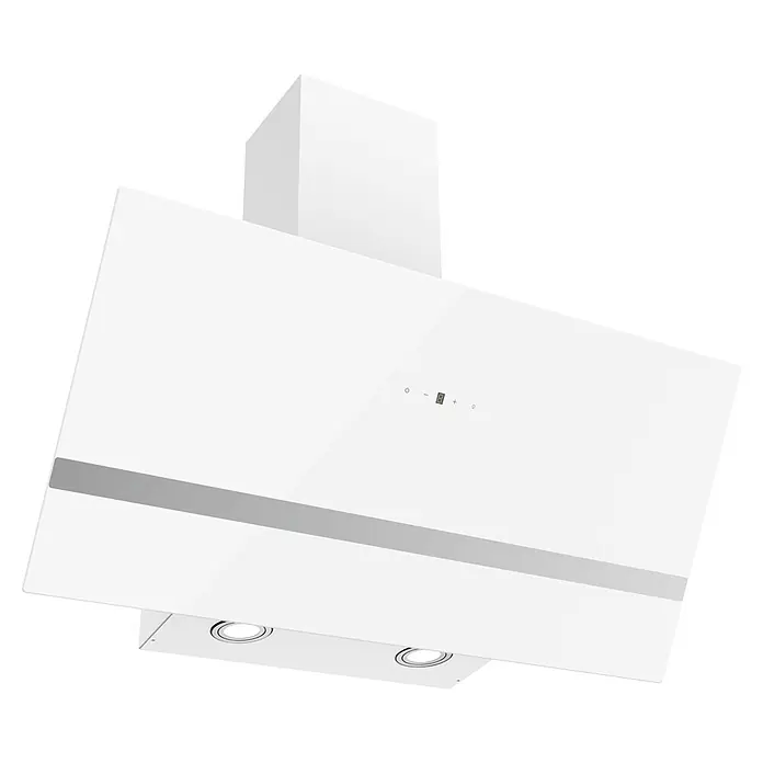 Respekta Schräghaube Hera - Breite: 79,5 cm, Max. Gebläseleistung Abluftbetrieb: 523,9 m³/h, Weiß - Weiße, abgewinkelte Küchenabzugshaube mit glänzender Oberfläche, Touch-Bedienelementen und integrierten LED-Leuchten.