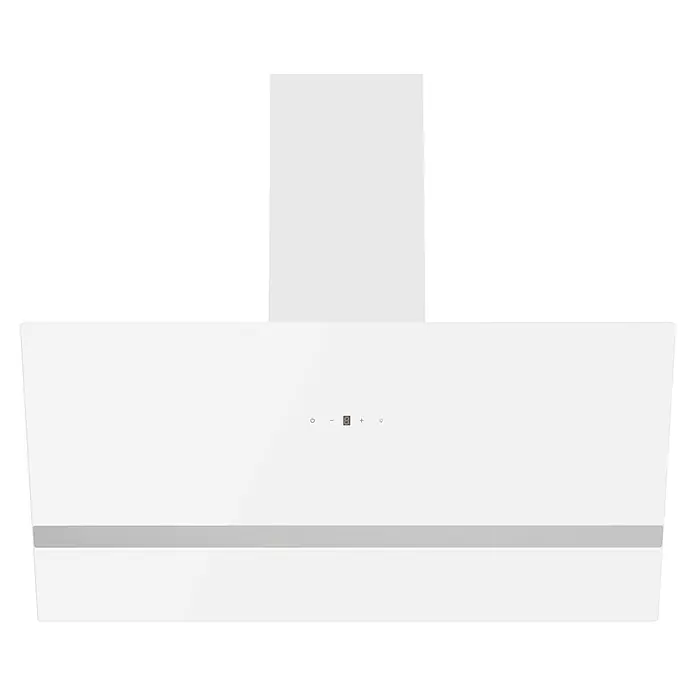 Respekta Schräghaube Hera - Breite: 79,5 cm, Max. Gebläseleistung Abluftbetrieb: 523,9 m³/h, Weiß - Weisse Wandhaube mit Glasfront, Digitalanzeige und Touch-Bedienelementen.