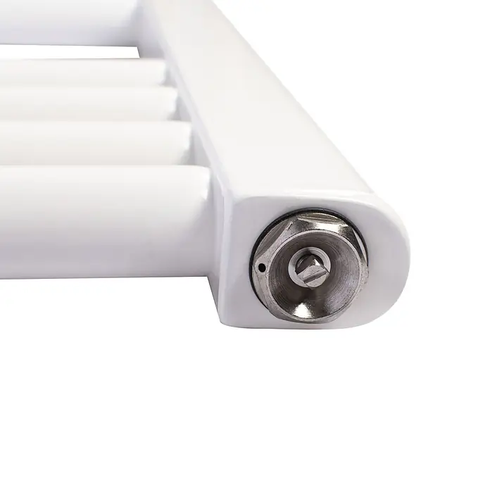 Interpromo Badheizkörper Sonora 50x160cm Weiß - Handtuchheizkörper Heizkörper Bad mit Wandmontage - Alpinweiß - Weißes Handtuchheizkörper-Endstück mit metallischem Entlüftungsventil.