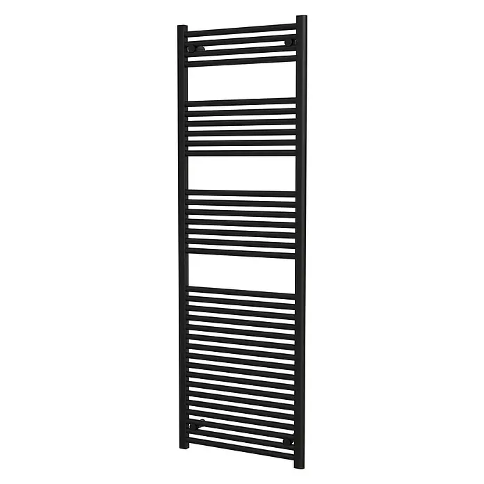 Interpromo Badheizkörper Sonora 60x180cm Schwarz- Handtuchheizkörper Heizkörper Bad mit Wandmontage - B x H: 60 x 180 cm, Mattschwarz - Mattschwarzer Handtuchheizkörper mit mehreren horizontalen flachen Stäben.