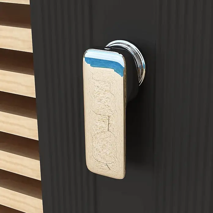 Home Deluxe Solardusche ATHEN - Höhe: 222 cm, Aluminium, Anthrazit, 30 l - Glänzender, rechteckiger Duschgriff aus Chrom auf dunkler Rippenverkleidung.