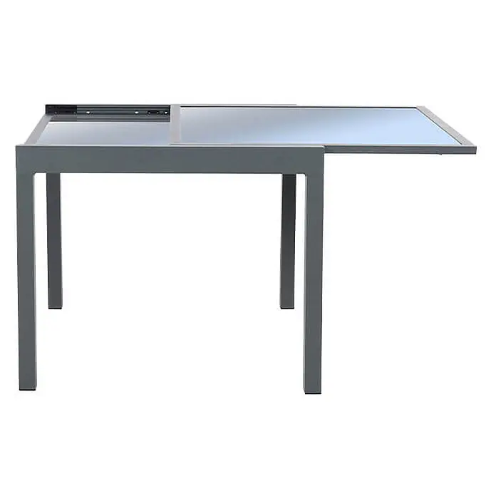 Home Deluxe Gartentisch VERANO - L x B x H: 75 x 90 x 180 cm, Anthrazit - Moderner grauer Metalltisch mit heller, ausziehbarer Platte und Schiebefunktion.