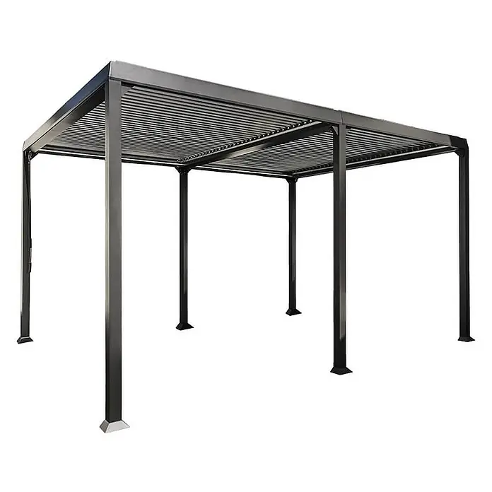Home Deluxe Pergola CANNES - B x T: 400 x 303 cm, Farbe Gestell: Anthrazit, Aluminium - Rechteckige dunkelgraue Metallpergola mit verstellbaren Lamellen.