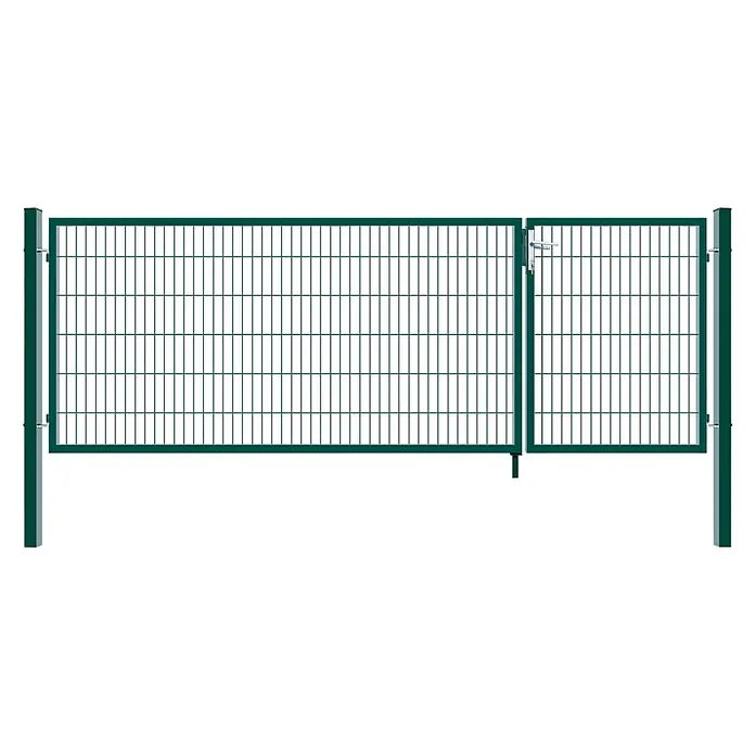 Home Deluxe Gartentor ADITUS - Grün, Stahl - Grüner Maschendrahtzaun mit integriertem Tor, Griff und Schloss für sicheren Zugang.