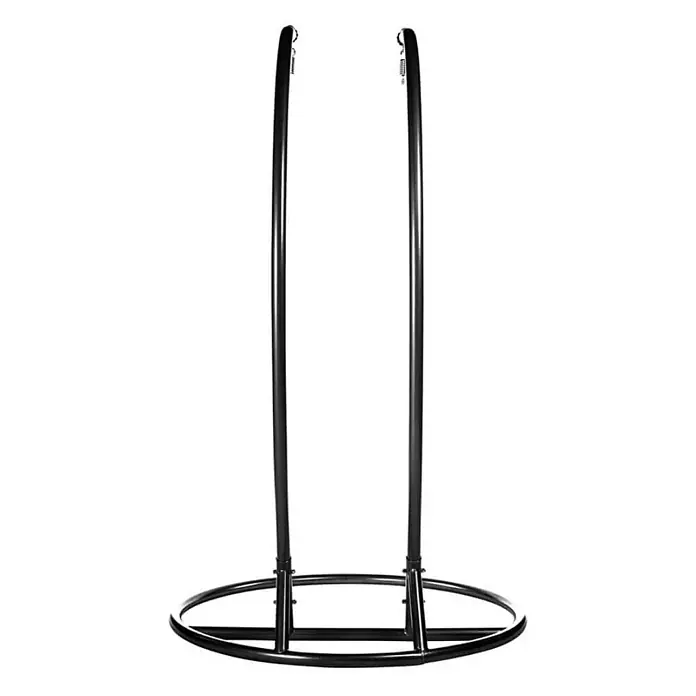 Home Deluxe Hängesesselgestell Gestell TORUS - Stahl, Schwarz - Schwarzes Metall-Schaukelstuhlgestell mit Rundfuß und zwei gebogenen Stützen.