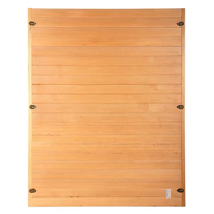 Home Deluxe Infrarotkabine REDSUN DELUXE L -  - Helle Holzplatte aus horizontalen Lamellen mit Metallverschlüssen an den Seiten zum Zusammenbau oder Falten.