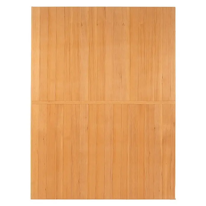 Home Deluxe Elementsauna OMAHA - Elektroofen, Steuerung Ofen: Integriert, L x B x H: 150 x 180 x 200 cm - Hellbraune Holzpaneele mit vertikalen Brettern und horizontalem Teiler.