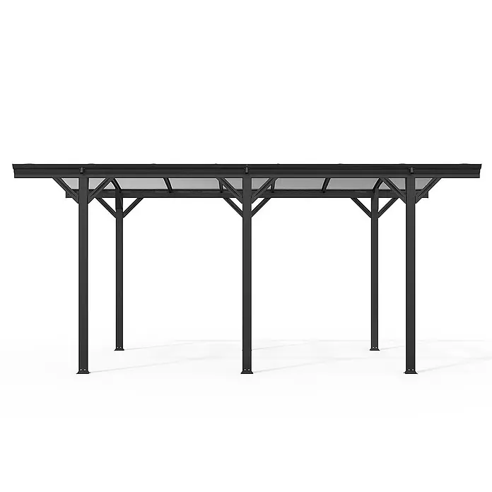 Home Deluxe Carport FALO Farbe: Anthrazit - Außenmaß inkl. Dachüberstand (B x T): 3 x 5,05 m, Einzelcarport, Anthrazit - Schwarzer Metall-Carport oder Terrassenüberdachung mit transluzentem Dach, gestützt von stabilen Pfosten und Streben.