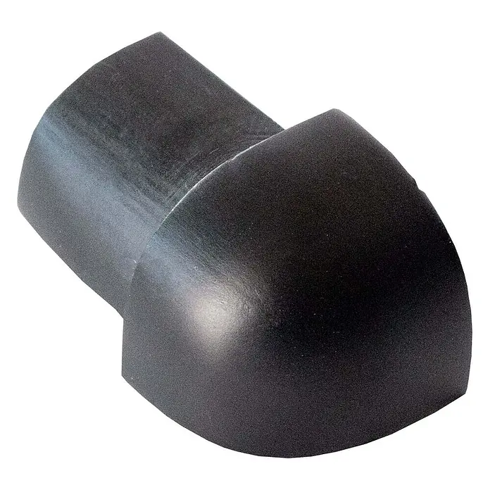 Dalsys Viertelkreis-Profil 12,5mm Außeneck Fliesenschiene Aluminium Schwarz - Aluminium, Schwarz - Schwarzer matter gebogener Verbinder.