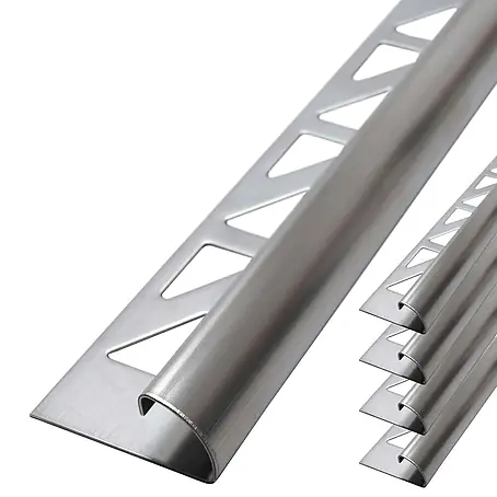 Dalsys  Viertelkreis-Profil 5x Fliesenschiene 2,5m x 8mm Viertelkreis Edelstahl Gebürstet