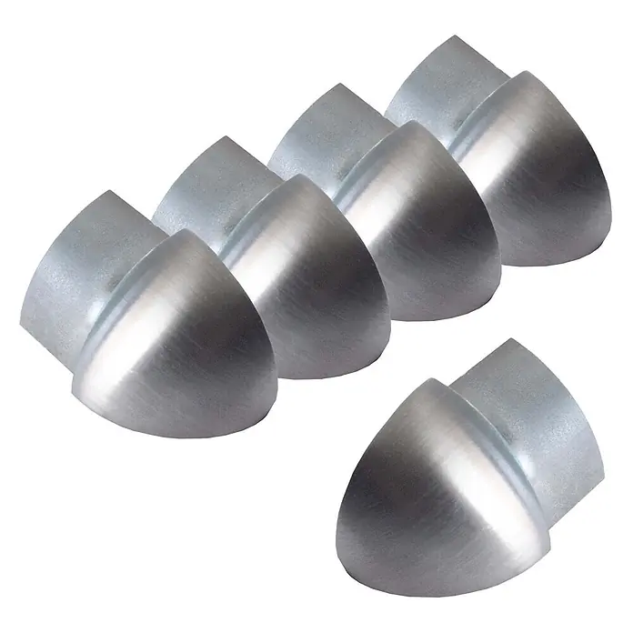 Dalsys Viertelkreis-Profil 5x Außeneck Fliesenschiene 12,5mm Edelstahl Gebürstet - Edelstahl, Silber - Acht gebürstete, silberfarbene Metall-Zehenkappen.