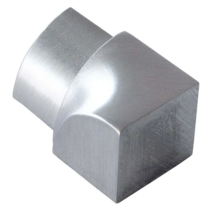 Dalsys Viertelkreis-Profil 12,5mm Inneneck Fliesenschiene Viertelkreis Edelstahl Gebürstet - Edelstahl, Silber - Endstück aus gebürstetem Metall mit quadratischem Profil und sanft geschwungenem Design.