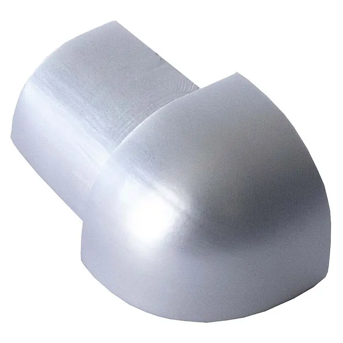 Dalsys Viertelkreis-Profil 10mm Außeneck Fliesenschiene Aluminium Chrom - Aluminium, Silber - Silbergraue, L-förmige Schutzeckkappe mit abgerundeten Kanten.
