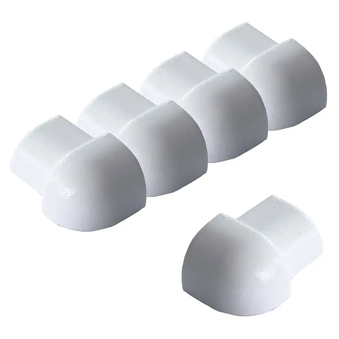 Dalsys Viertelkreis-Profil 5x Außeneck Fliesenschiene 12,5mm Aluminium Weiß - Aluminium, Weiß - Mehrere weiße, weiche Eckenschützer für Möbel und Kindersicherheit.