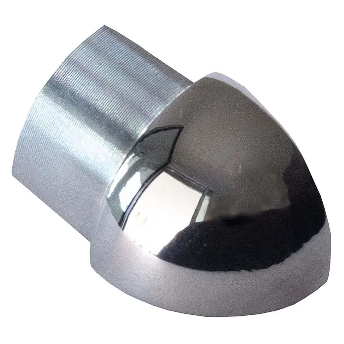 Dalsys Viertelkreis-Profil 10mm Außeneck Fliesenschiene Edelstahl Poliert - Edelstahl, Silber - Hochglanzverchromtes Winkelstück mit gebürstetem Metallanschluss.