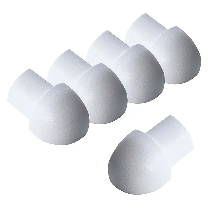 Dalsys Viertelkreis-Profil 5x Außeneck Fliesenschiene 8mm Aluminium Weiß - Aluminium, Weiß - Weiße, texturierte L-förmige Eckenschützer.