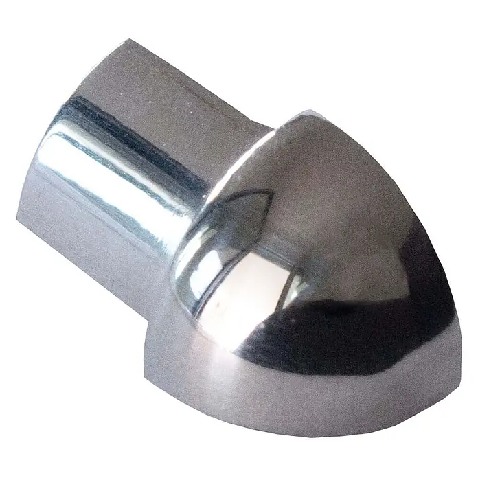 Dalsys Viertelkreis-Profil 8mm Außeneck Fliesenschiene Edelstahl Poliert - Edelstahl, Silber - Glänzendes Metall-90-Grad-Rohrbogenstück.