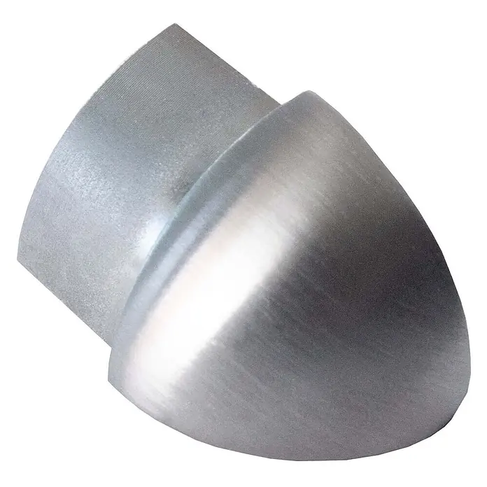 Dalsys Viertelkreis-Profil 12,5mm Außeneck Fliesenschiene Edelstahl Gebürstet - Edelstahl, Silber - Silberner gebürsteter Metallbogen oder Schutzkappe.