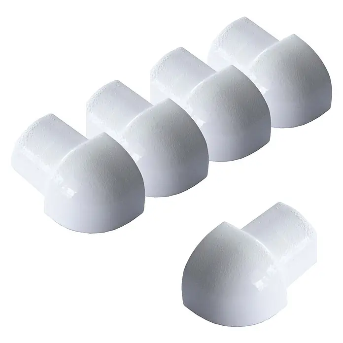 Dalsys Viertelkreis-Profil 5x Außeneck Fliesenschiene 10mm Aluminium Weiß - Aluminium, Weiß - Weiße Kunststoff-Eckenschützer für Kindersicherheit.