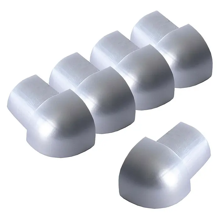 Dalsys Viertelkreis-Profil 5x Außeneck Fliesenschiene 10mm Aluminium Chrom - Aluminium, Silber - Set silberfarbener Eckenschützer zum Schutz scharfer Kanten.