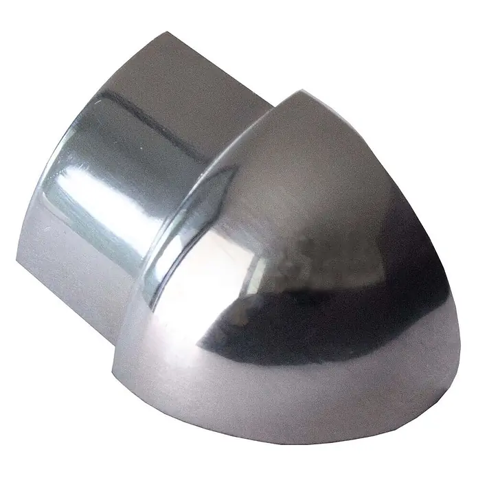 Dalsys Viertelkreis-Profil 12,5mm Außeneck Fliesenschiene Edelstahl Poliert - Edelstahl, Silber - Poliertes silbernes Metallrohrbogenstück.