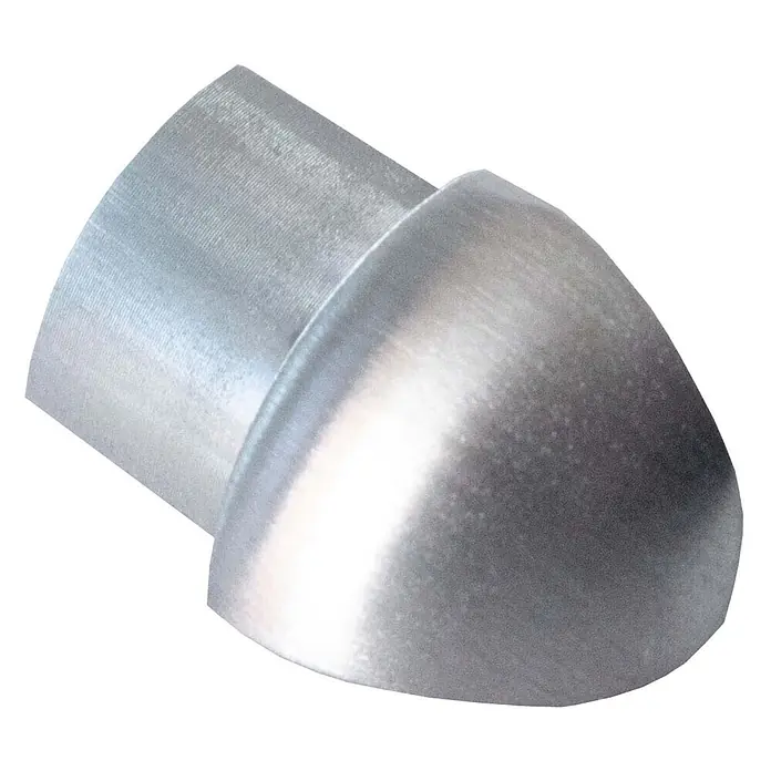 Dalsys Viertelkreis-Profil 10mm Außeneck Fliesenschiene Edelstahl Gebürstet - Edelstahl, Silber - Abgewinkeltes Rohrkrümmerstück aus gebürstetem Silbermetall mit einer glatten Biegung.