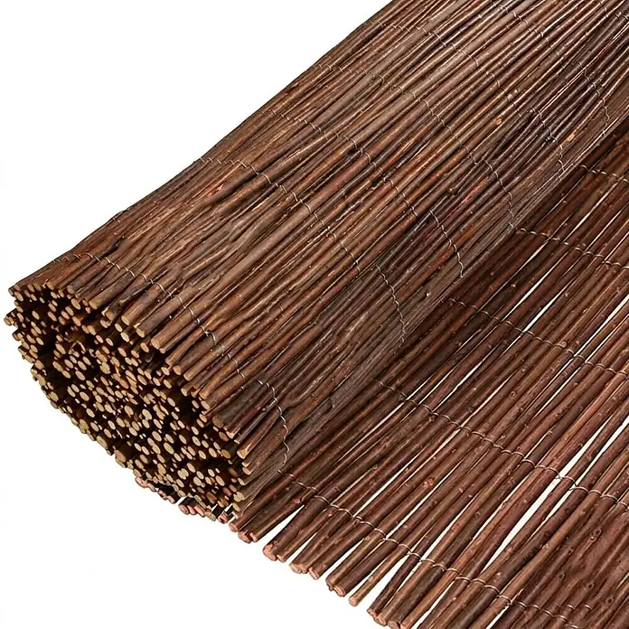 Floordirekt Sichtschutzelement Weide - B x H: 500 x 100 cm, Naturmaterialien, Braun - Aufgerollter dunkelbrauner Weiden-Sichtschutz aus robusten, drahtgebundenen Ästen.