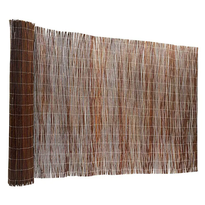 Floordirekt Sichtschutzelement Weide - B x H: 500 x 100 cm, Naturmaterialien, Braun - Dunkelbraune Weiden-Sichtschutzrolle, mit Draht befestigt.