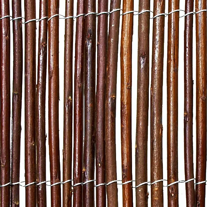 Floordirekt Sichtschutzelement Weide - B x H: 500 x 100 cm, Naturmaterialien, Braun - Brauner Weidenzaun, mit Draht gebunden.