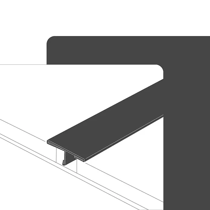 Dalsys T-Profil 2,5m Fliesenschiene 25mm Poliert - Edelstahl, Silber - Dunkelgraues T-förmiges Verbindungsprofil.