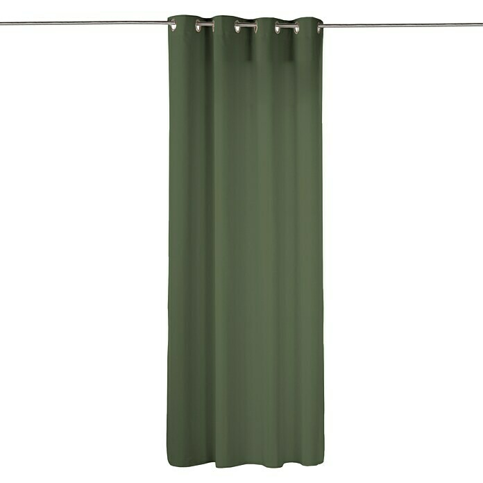 Cortina con ollaos Velvet (140 x 270 cm, 100% poliéster, Verde)