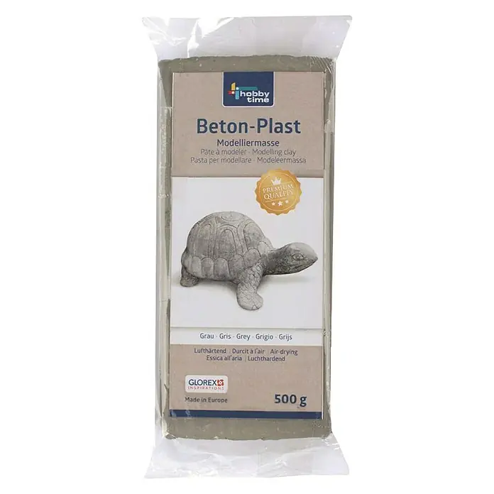 Glorex Hobby Time Modelliermasse BetonplastBetongrau, 500 g - Beton-Plast Modelliermasse im 500g Paket, ideal für kreative Modellierprojekte. Lufttrocknend und vielseitig einsetzbar.