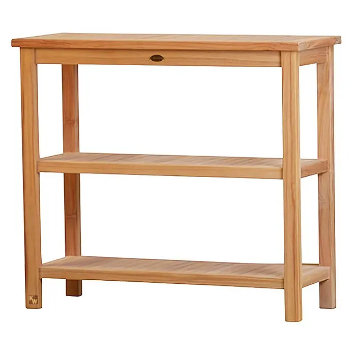 Kai Wiechmann Garten-Stehtisch - L x B x H: 100 x 38 x 88 cm, Teakholz, Rechteckig, Braun - Dreistufiger Konsolentisch aus hellem Holz.