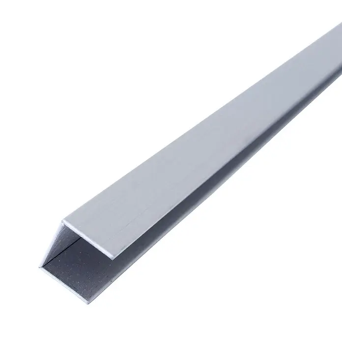 Dalsys U-Profil 2,5m x 25mm Fliesenschiene Bordüre Gebürstet - Edelstahl, Silber - Silbergraues Metall-U-Profil.