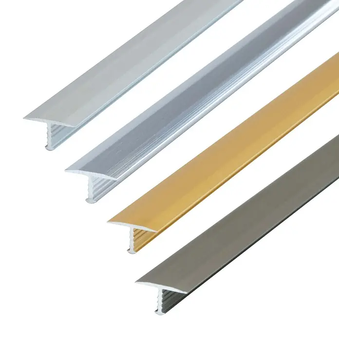 Dalsys T-Profil 100cm x 26mm Übergangsschiene Silber - Aluminium, Silber - Vier metallische T-förmige Übergangsprofile in Silber, Gold und Dunkelgrau zum Verbinden verschiedener Bodenbeläge.