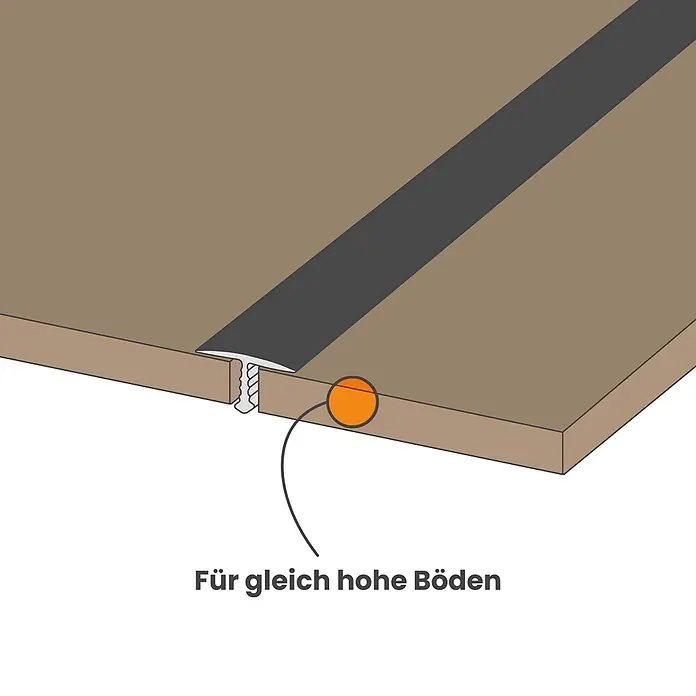 Dalsys T-Profil 100cm x 26mm Übergangsschiene Silber - Aluminium, Silber - Dunkelgraues T-Profil zum Verbinden gleich hoher Bodenpaneele.