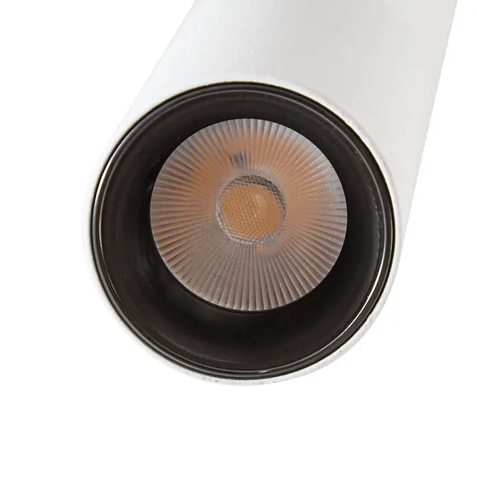 Lindby Deckenleuchte Eldrin - weiß / opal, weiß / opal - Weißer zylindrischer LED-Strahler mit geripptem Reflektor und zentraler Lichtquelle.