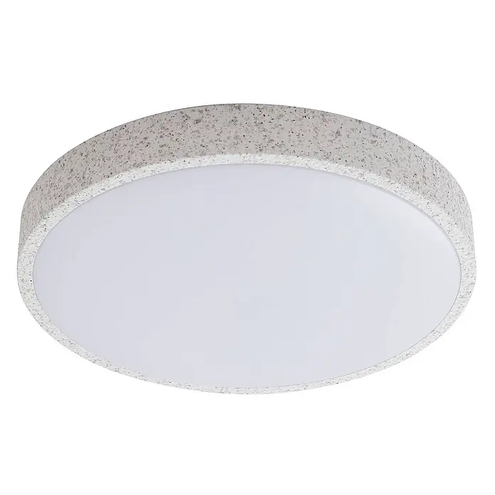 Lindby Deckenleuchte Elmor - alu / grau / zink - Runde Deckenleuchte mit gesprenkeltem grauem Rahmen und weißem Diffusor.