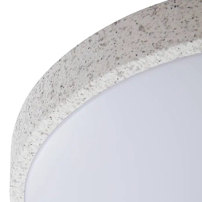Lindby Deckenleuchte Elmor - alu / grau / zink - Runde, weiß gesprenkelte Leuchte mit glattem Diffusor.