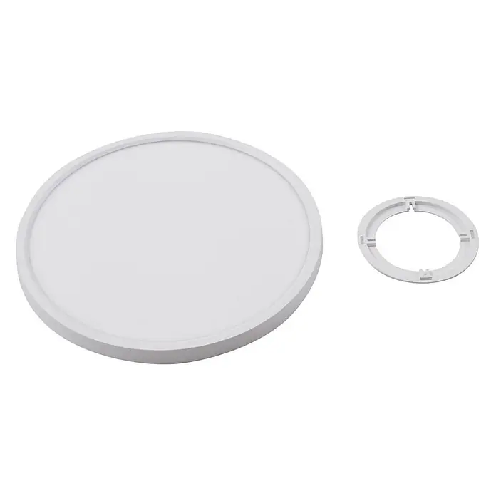 Lindby Deckenleuchte Pravin - L x B x H: 40 x 40 x 2,5 cm, weiß / opal, weiß / opal - Weißes rundes LED-Panel und separater weißer Montagering.