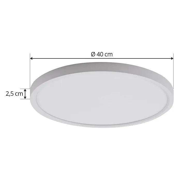 Lindby Deckenleuchte Pravin - L x B x H: 40 x 40 x 2,5 cm, weiß / opal, weiß / opal - Weiße runde LED-Deckenleuchte mit 40 cm Durchmesser und 2,5 cm Höhe.